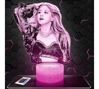Lampe Rose BlackP deco chambre fille Lampe 3D Rose BlackP objet K-pop Corée Pop Coréene idée cadeau décoration lumière tamisée veilleuse deco bureau. Idée Cadeau Noel adolescent original TOP