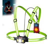 Lampe Running Pectorale Course a Pied Lumiere Poitrine USB Light Courir de Nuit Gilet Lumineux Ventrale Torse Dorsale Eclairage Harnais Trail Reflechissant Led 500LM 5 Modes 65° Réglable Étanche IP55