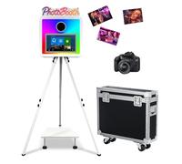 Lampe RVB avec écran tactile de 15,6" pour selfie et appareil photo reflex numérique - Mini PC intégré pour fête de mariage, événements, location (blanc, machine + appareil photo)