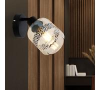 Applique murale lampe de salon lampe de salle à manger lampe de couloir lampe de chambre à coucher, métal verre ambre noir ambre, E27, L 11 cm