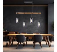 Lampe Salle à Manger Holzleuchte Suspensions 4 à Flammes Verre Fumé E27 Hauteur