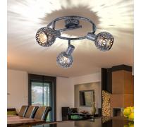 Lampe De Plafond Spot Grise Pour Salon 3 Flammes H 20,5 Cm
