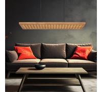 Suspension dimmable bois lampe en bois suspension salle à manger lampe cuisine, métal, marron, LED 40W 2000Lm blanc chaud, H 120 cm