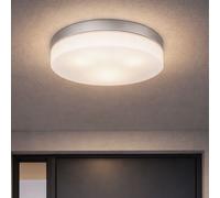 Lampe Salle de Bain Plafonnier 3-Flammig LED Verre Opale Aluminium Argent