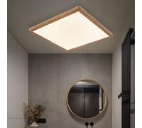 Lampe Salle de Bain Plafonnier Variateur LED Chambre à Coucher Optique Bois