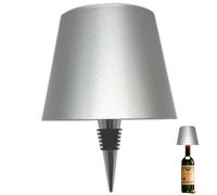 Lampe sans fil pour bouteille, lampe rechargeable LED pour bouteille de vin, lampe de table tactile à 3 couleurs et à intensité variable pour le restaurant, la maison et le bar (Argent, 1 pièce)