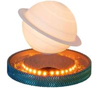 Lampe Saturne Lévitation Magnétique Impression 3D Lumière Lune avec Base Lumineuse Flottante & Tournante Lumière 3 Modes de Couleurs