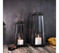 Lot de 2 lanternes de jardin Marrakech - 40 cm et 29 cm - Lanternes pour l'extérieur Eirik - Grande et moderne comme décoration de jardin