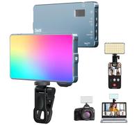 Lampe Selfie, Lampe Téléphone 135 LED avec Hotshoe et Clip en Métal, 4000mAh Rechargeable 360° Full Color 21 Scenes RGB Video Light for Phones, iPhone, Laptops, Cameras, Selfie, Video Conference, TikT