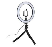 Lampe Selfie/Ring Light (26 cm) avec trépied moulable