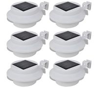 Lampe Solaire 3 Led Pour Clôture / Gouttière / Jardin Blanc 6 Pcs