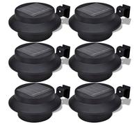 Lampe Solaire 3 Led Pour Clôture / Gouttière / Jardin Noir 6 Pcs Noir