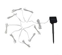 Lampe solaire à 104 LED pour parasol à 8 baleines, étanche IP67, fil de cuivre flexible avec 8 modes, pour jardin, plage, fête de mariage, décorations extérieures (blanc chaud)