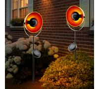 Lampe Solaire À Enfoncer Extérieure LED Orange Noir Acier Ensemble De 2