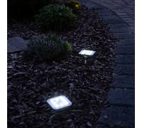 Lampe solaire de jardin Décoration Lampes solaires pour l'extérieur Lampes de chemin Lampes de jardin avec piquet de terre, plastique acier inoxydable, LED blanc froid, LxlxH 10x10x13 cm, set de 2