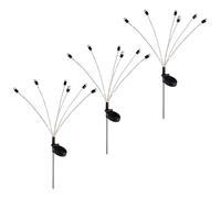 Lampe solaire à LED Fiche de jardin Piquet de terre Décoration de jardin Lampe solaire d'extérieur, noir, blanc chaud, H 70 cm, set de 3