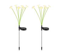 Lampe solaire à LED Fleurs Lampe enfichable de jardin Fiche de parterre Fleurs solaires Piquet de terre, 6x LED blanc chaud, DxH 20x70 cm, 2 pièces