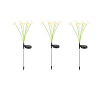 Lampe solaire à LED Fleurs Lampe enfichable de jardin Fiche de parterre Fleurs solaires Piquet de terre, 6x LED blanc chaud, DxH 20x70 cm, set de 3