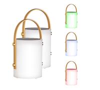 Lampe solaire à LED Lampe de table à intensité variable avec télécommande Lampe d'extérieur Batterie Lampe de table, câble USB, changement de couleur RGB, blanc beige, blanc chaud, DxH 11,5 x 24 cm, s