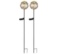 Lampe solaire à LED Piquet de terre Décoration de jardin Feuilles d'érable Lampe de terrasse Lampe enfichable, gris argenté, blanc chaud, DxH 12x91,5 cm, lot de 2