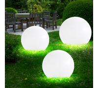Set de 3 lampes solaires d'extérieur LED, boules décoratives de jardin blanches de 15 et 20 cm