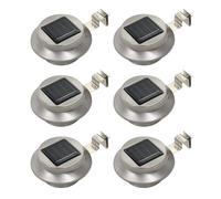 Lampe Solaire À Led Ronde D'extérieur 6 Pcs 12 Cm Blanc Blanc