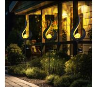 Lampe solaire LED avec piquet de terre, prise de jardin, lampe d'extérieur, verre métallique, couleur bronze clair, blanc chaud 3000K, H 90 cm, lot de 3