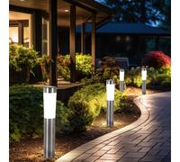 Lot de 4 lampes solaires LED pour jardin, éclairage extérieur avec piquet de terre, lampe de jardin, étanche IP44, acier inoxydable, hauteur 56 CM