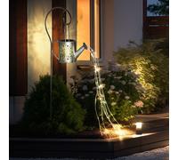 Lampe solaire enfichable arrosoir lampe de jardin d'extérieur en arrosoir design lampe enfichable argent, 24x LED blanc chaud, H 94 cm, jardin balcon allées pelouse