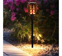 Lampe torche solaire pour jardin extérieur LED éclairage flamme effet noir blanc Noor 89023