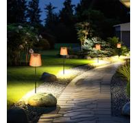 Lampe solaire LED décoration de jardin lampe extérieure en cristal, plastique noir ambre, batterie IP44 piquet de terre, blanc chaud 3000K, lot de 4, H 60 cm