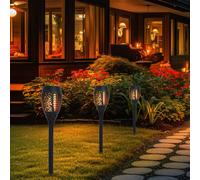 Lampe Solaire Ampoule à Enficher Extérieur LED Pointe Effet Feu Noir 3er Set