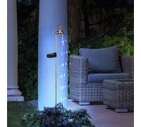 Robinet de jardin décoratif pour robinet solaire avec éclairage extérieur Prise de jardin solaire pour extérieur, effet feu, métal doré, 60x LED blanc chaud, LxlxH 11x6x80 cm