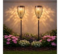 Lampe Solaire Ampoule à Enficher Extérieur Pointe Lampe de Jardin Or LED 2er Set