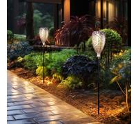 Lampe Solaire Ampoule à Enficher Extérieur Pointe Lampe de Jardin Or LED 2er Set