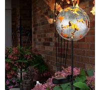 Lampe solaire à LED Piquet de terre Décoration de jardin Feuilles d'érable Lampe de terrasse Lampe enfichable, gris argenté, blanc chaud, DxH 12x91,5 cm