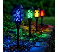 Lampe Solaire Ampoule à Enficher Torche LED Feuer-Effekt Changement 4er Set