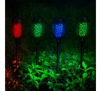 Lampe solaire piquet effet feu lampes solaires pour l'extérieur éclairage extérieur solaire changeant de couleur jardin, perforations, 8x LED RVB, DxH 7,5x50,5 cm, lot de 4