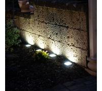 Lampe solaire lampadaire lampes solaires pour l'extérieur éclairage de chemin lampes solaires de jardin avec piquet, plastique acier inoxydable, LED blanc froid, LxlxH 10x10x13 cm, lot de 4