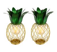 Lampe solaire Ananas Figure de jardin Lampe de décoration Lampe de terrasse Balcon, IP44, batterie, jaune vert, 1x LED, DxH 20x28 cm, set de 2