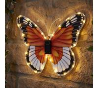 Applique murale lampe solaire jardin papillon motif capteur crépusculaire, plastique, LED, hxlxp 24,5x35x2,5 cm