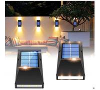 Lampe Solaire Applique Murale 6 LED avec Détecteur IP65 Étanche pour Jardin Éclairage Extérieure Lot de 2