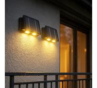 Lampe Solaire Applique Murale Extérieur Jardin Noir Haut Bas LED Noir 2er Set