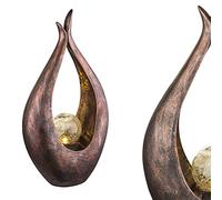 Lampe solaire artistique de jardin pour l'extérieur - Objet d'art solaire en bronze - Lampe décorative LED - Lampe décorative de jardin - Lampe décorative - Hauteur : 50 cm - Boule