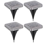Lampe solaire au sol Lampes solaires pour l'extérieur Lampes d'allée Lampes de jardin solaires avec piquet de terre, plastique acier inoxydable, LED blanc froid, LxlxH 10x10x13 cm, set de 4