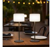 Lampe solaire à LED à intensité variable avec télécommande Décoration de jardin Lampe de table Lampe d'extérieur Batterie Lampe de terrasse, changement de couleur RVB, blanc chaud, DxH 15 x 39,5 cm, l