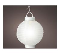 Lampe Solaire Blanche Diam.20cmx23cm. Batterie Inclus. 1 Lumen