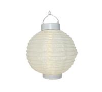 Lampe Solaire Blanche Diam.20cmx23cm. Batterie Inclus. 1 Lumen