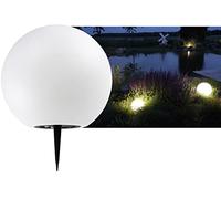 ChiliTec Lampe boule solaire 25 cm - Avec piquet - Batterie solaire IP44 - Résistant aux intempéries - Capteur crépusculaire - 3000 K - Blanc chaud