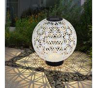 Lampe solaire boule lampes solaires pour l'extérieur, boule orientale LED boules de jardin solaires, aspect béton à effet de lumière blanche, 1x LED blanc chaud, DxH 20x21 cm